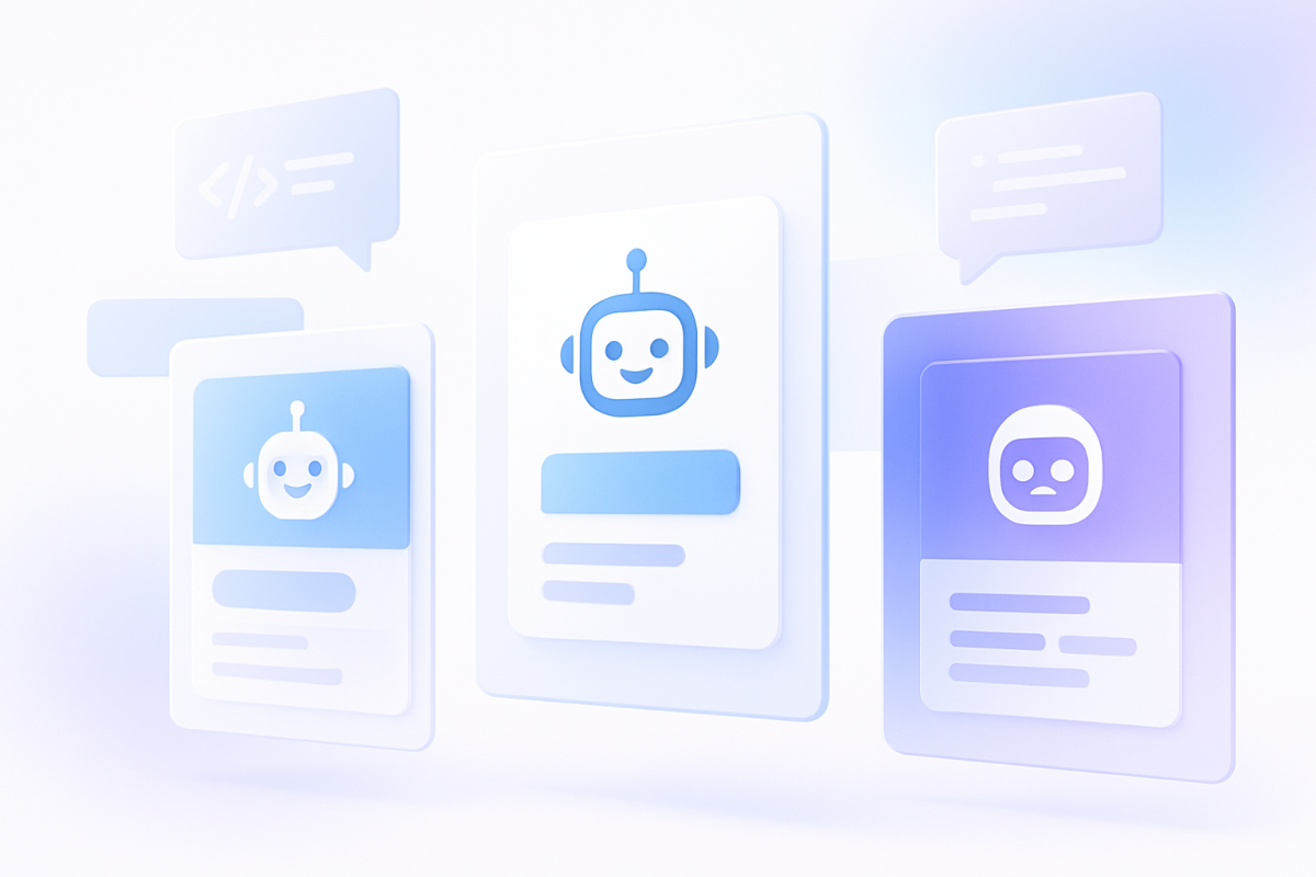 Абстрактное сравнение ИИ-платформ Microsoft Copilot, Google Gemini и Meta AI в корпоративном сегменте