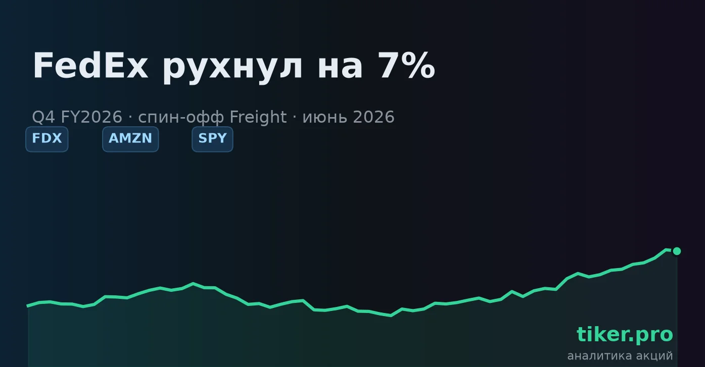 FedEx рухнул на 7%: рекордная выручка Q4 не спасла от слабого прогноза и издержек спин-оффа