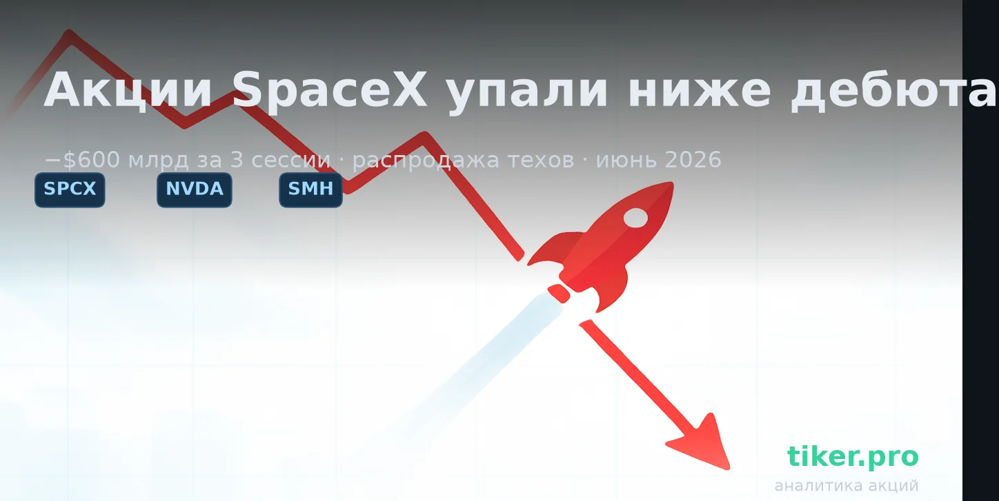Акции SpaceX упали ниже цены дебюта: −$600 млрд за три сессии и риск для капитализации