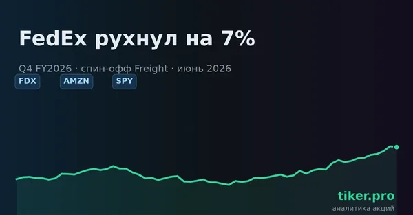 FedEx рухнул на 7%: рекордная выручка Q4 не спасла от слабого прогноза и издержек спин-оффа