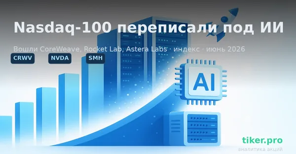 Nasdaq-100 переписали под ИИ: вошли CoreWeave, Rocket Lab, Astera Labs, Nebius и Teradyne