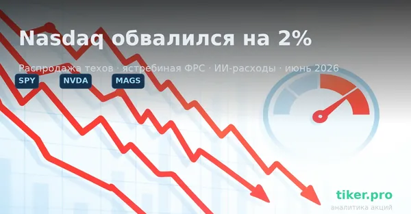 Nasdaq обвалился на 2%: распродажа техов ускорилась — ястребиная ФРС и страх ИИ-расходов